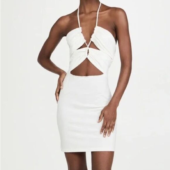 NWT Glamorous Care Cut-out front Detail Mini Dress in White. Size 10 - Picture 1 of 7